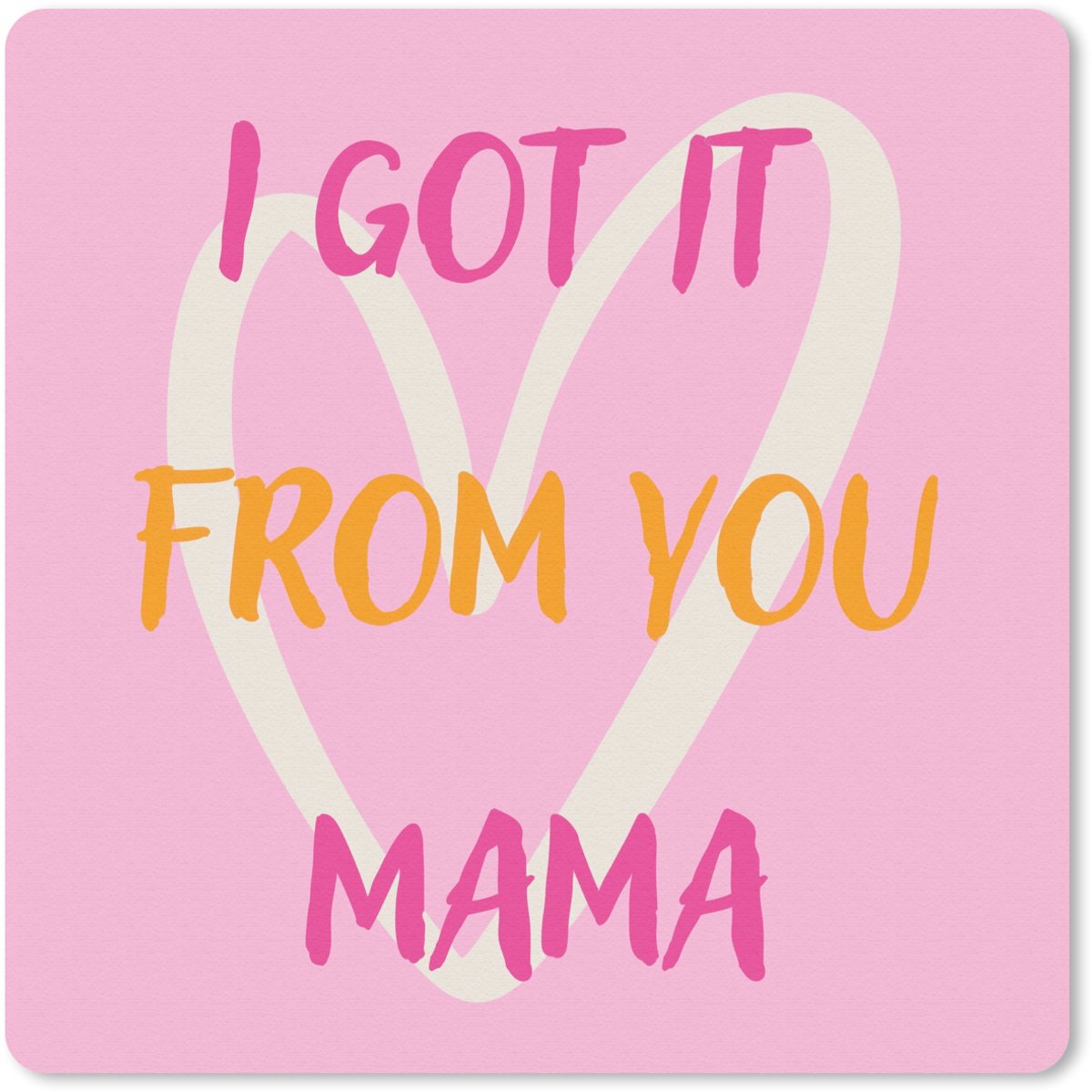 Muismat 30x30 cm - Mousepad Mama - Quote - Hart - Roze - Muismatten