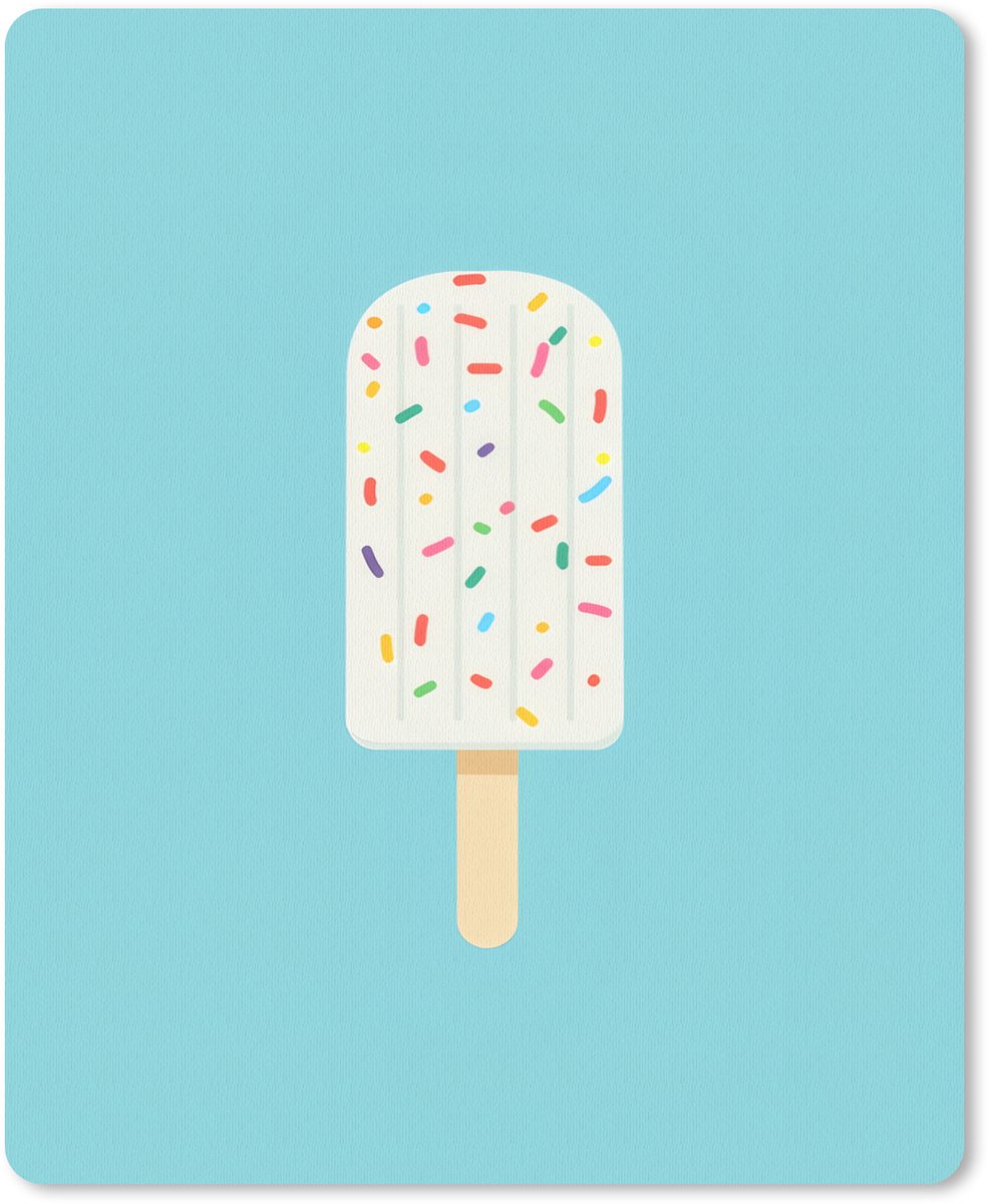 Muismat 19x23 cm - Mousepad Ijsje - Stokje - Sprinkles - Lichtblauw - Muismatten