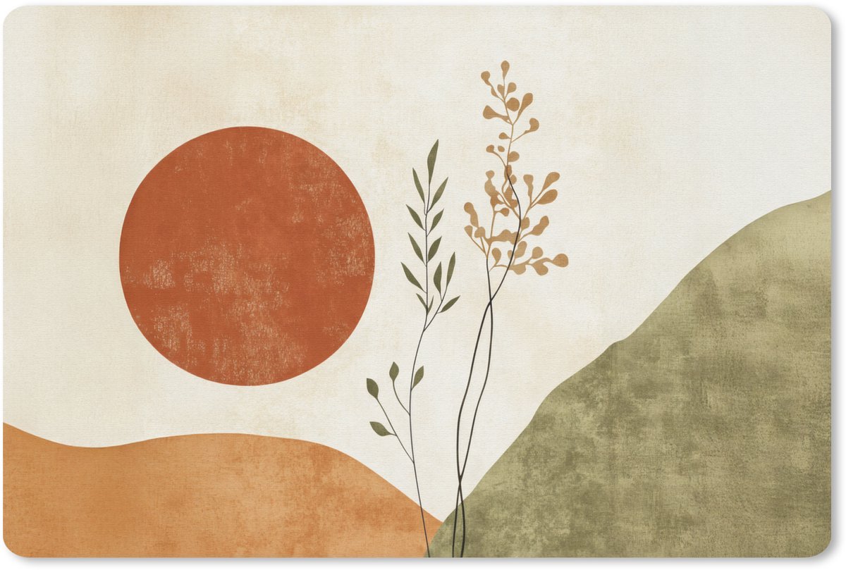 Muismat 27x18 cm - Mousepad Zon - Abstract - Takken - Oranje - Muismatten