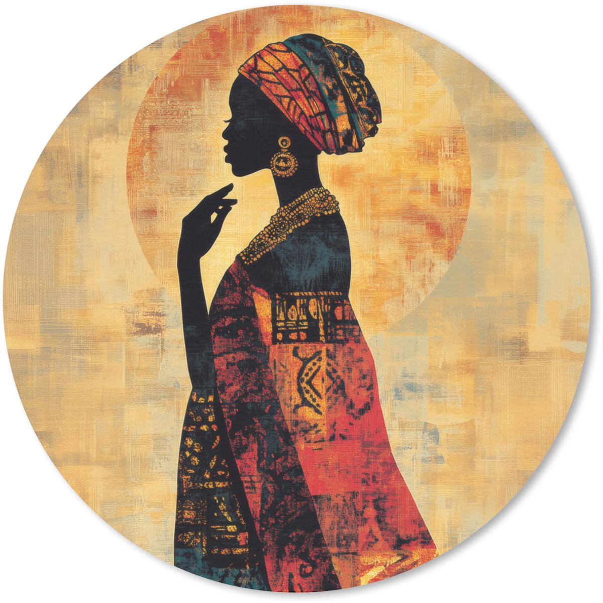 Muismat rond 30x30 cm - Mousepad Vrouw - Silhouet - Patronen - Sierlijk - Ronde muismatten