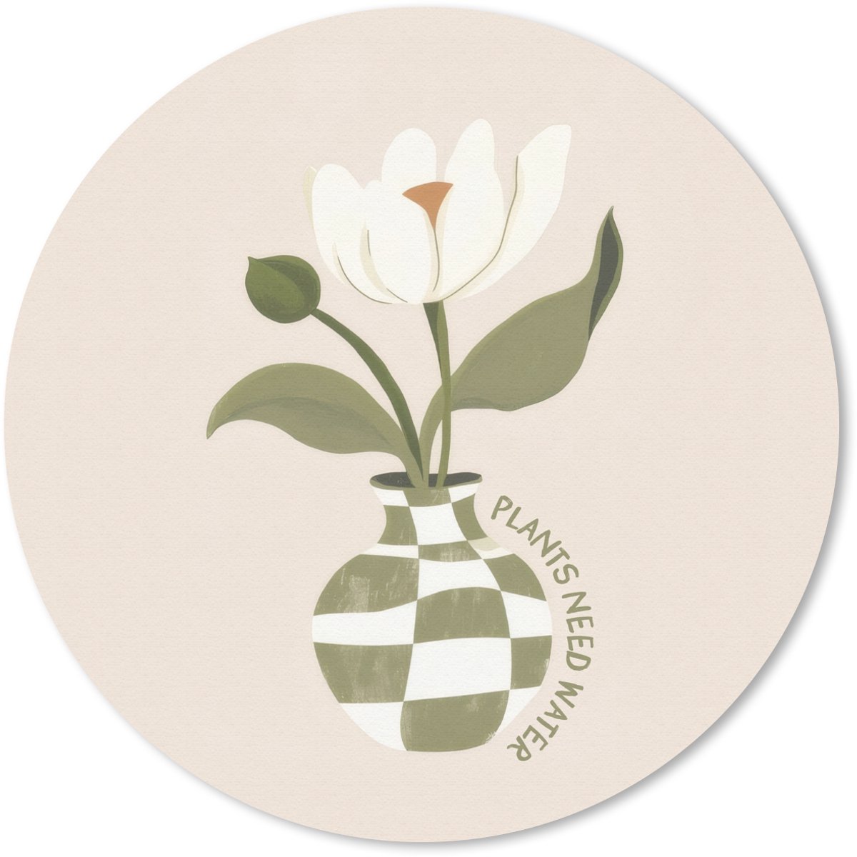 Muismat rond 30x30 cm - Mousepad Bloem - Wit - Vaas - Quote - Ronde muismatten