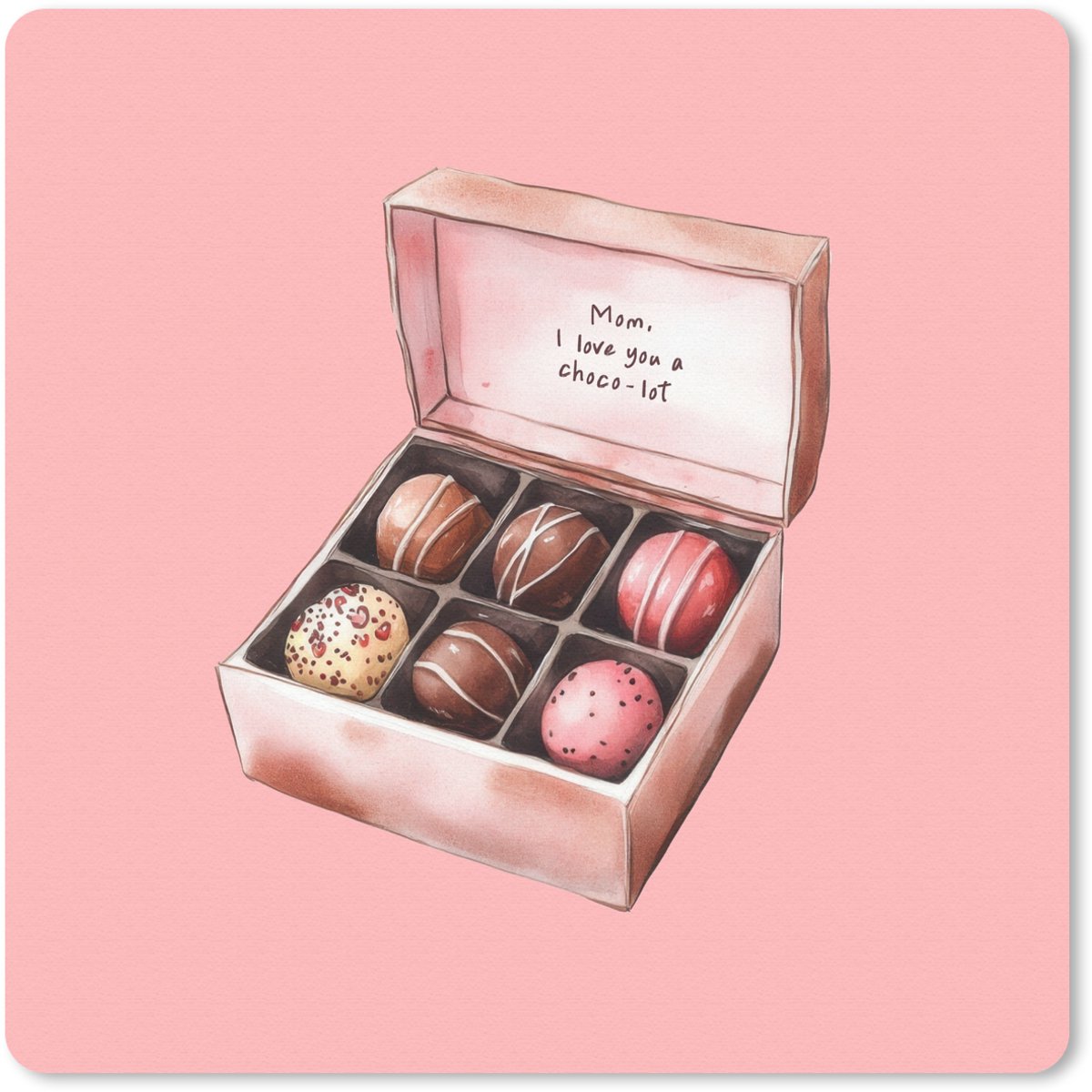 Muismat 20x20 cm - Mousepad Doosje - Bonbons - Liefdevolle - Tekst - Muismatten