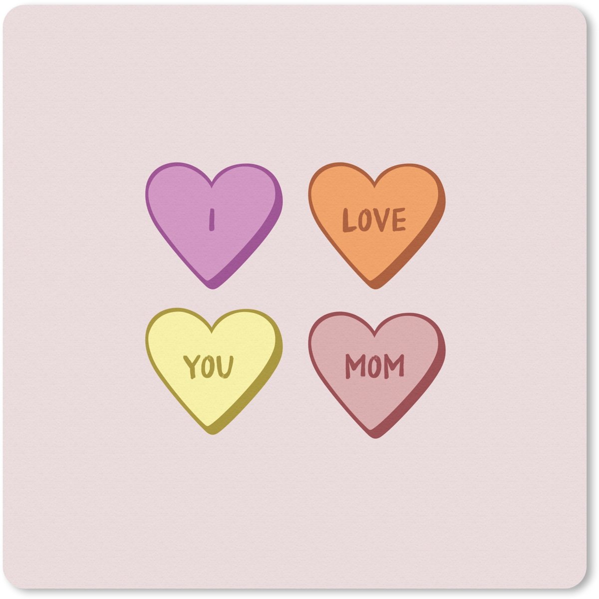Muismat 30x30 cm - Mousepad Hartjes - Pastel - Liefde - Moeder - Muismatten