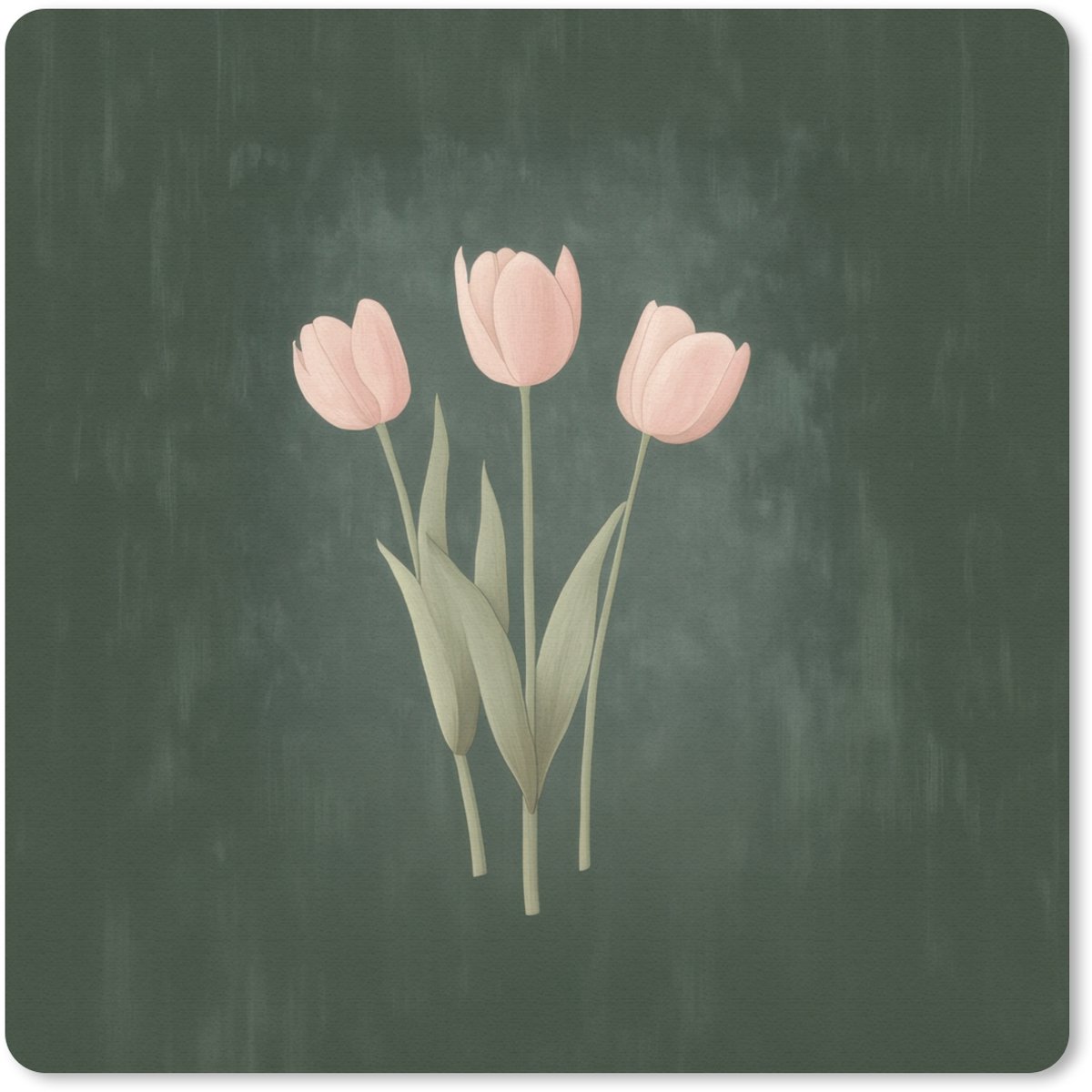 Muismat 30x30 cm - Mousepad Tulpen - Liefde - Donkergroen - Muismatten