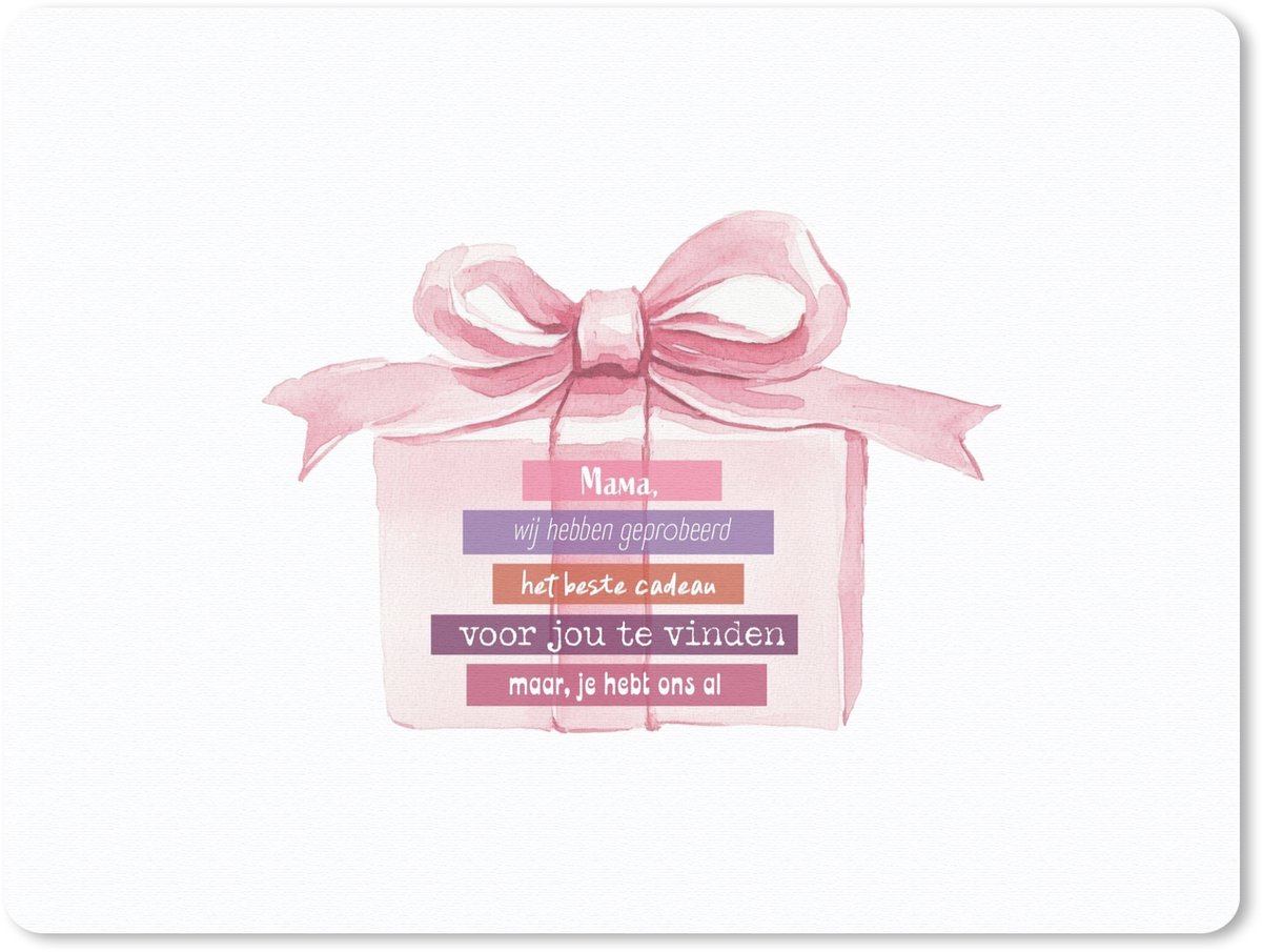 Muismat 23x19 cm - Mousepad Cadeau - Strik - Tekst - Roze - Muismatten