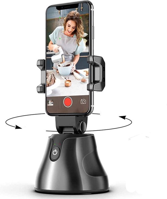 Auto Object Tracking Houder Smartphone – 360° Graden Selfie Stick – Telefoon Mount – Automatisch Volgen – Bewegingssensor Statief – Video & foto’s – Gezichtsherkenning – Vloggen, TikTok, Snapchat, Instagram, YouTube, FaceBook – Voor iPhone & Android