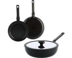 BK Enjoy Pannenset 3-delig - 24/28cm - 4.2L - PFAS-vrije antikleeflaag - Pannenset inductie -…