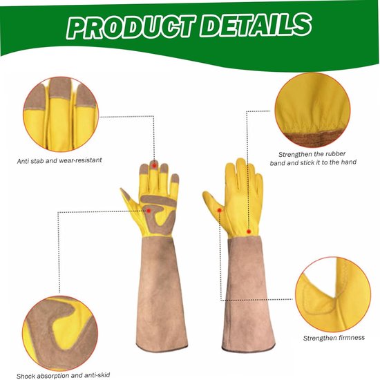 Tuinhandschoenen dames-1 paar Tuinhandschoenen-Rundleer - beschermt handen en armen-18" tuinhandschoenen - voor mannen en vrouwen van Merkloos	 — afbeelding 4