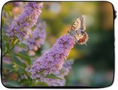 Housse pour ordinateur portable 17 pouces - Élégante - Papillon - Violet - Fleurs - Dimensions intérieures 41 x 28 cm - Dos noir