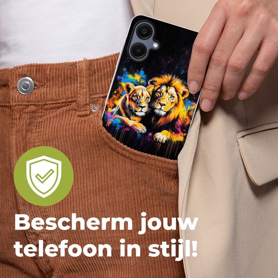 Coque de téléphone compatible avec Samsung Galaxy A06 - Lions - Peinture - Couleurs - Coque en Siliconen
