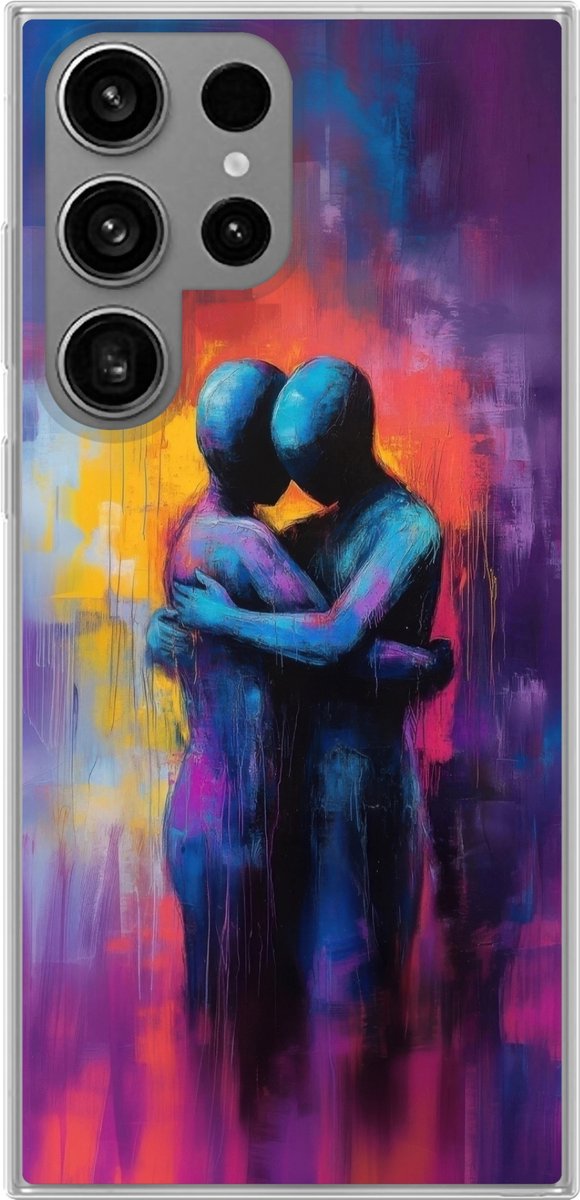 Telefoonhoesje Geschikt voor Samsung Galaxy S23 Ultra hoesje - Omarmen - Lichamen - Paars - Siliconen Telefoonhoesje Telefoonhoesje