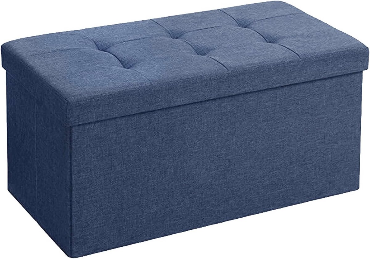 Opvouwbare linnen opbergdozen voetenbank - Ruimtebesparend en multifunctioneel - Marineblauw 76 x 38 x 38 cm