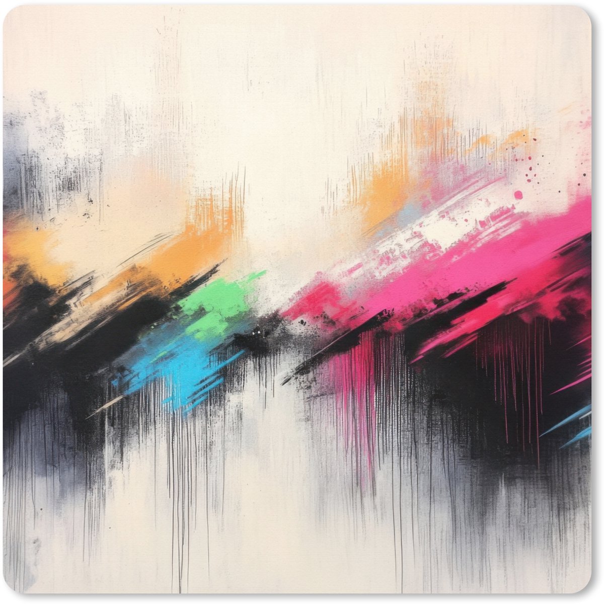 Muismat XXL 80x80 cm - Bureau onderlegger - Bureau mat Dynamisch - Abstract - Kleurrijk - Zwart - Bureaumat - Gaming mousepad xl - Bureaulegger groot - Computer deskmat