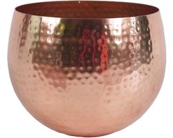 Grote metalen plantenbak gehamerd koper kleur - 22 cm x 18 cm - Perfect voor binnen en buiten
