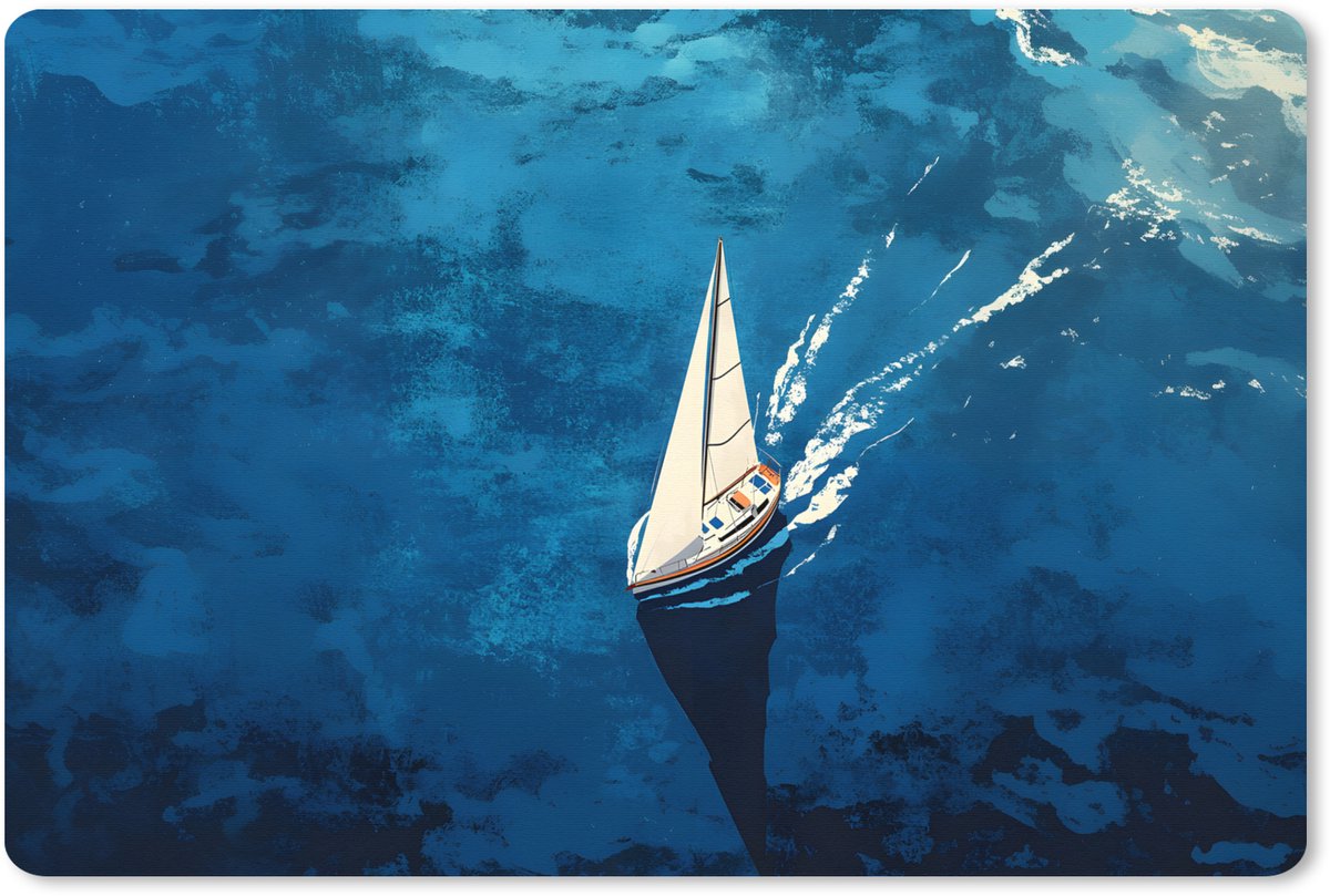 Muismat XXL 90x60 cm - Bureau onderlegger - Bureau mat Zeilboot - Water - Abstract - Schaduw - Bureaumat - Gaming mousepad xl - Bureaulegger groot - Computer deskmat