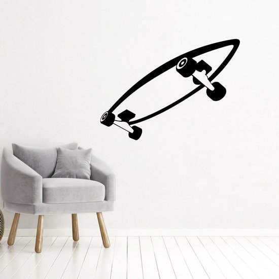 Muursticker Skateboard - Rose - 80 x 57 cm - Muursticker4Sale