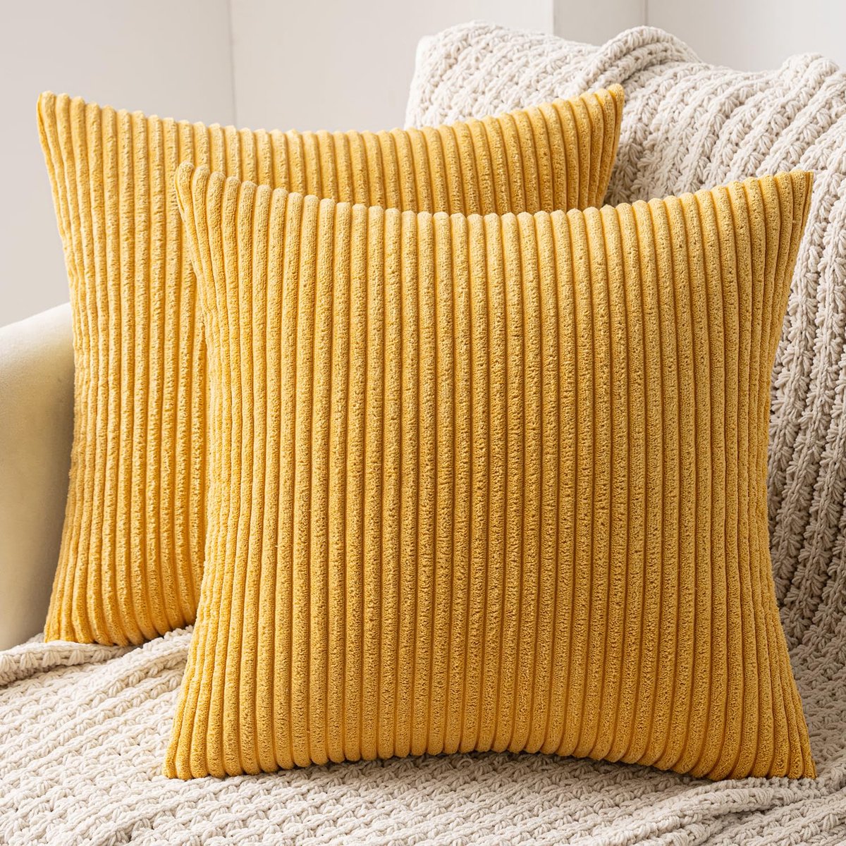 Ibenzoa® Set van 2 Luxe Corduroy Kussenhoezen voor Diverse Interieurstijlen