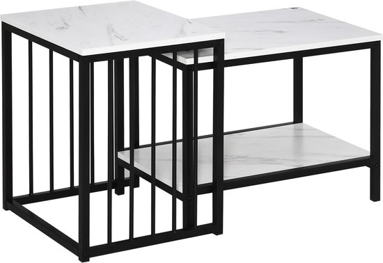 Set van 2 ronde salontafels in de woonkamer - metaal & MDF