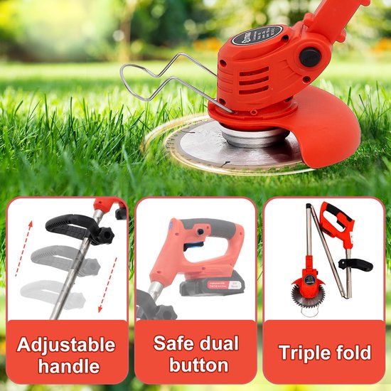 4-in-1 accu-grastrimmer met accu en onkruidborstel, bosmaaier, accu