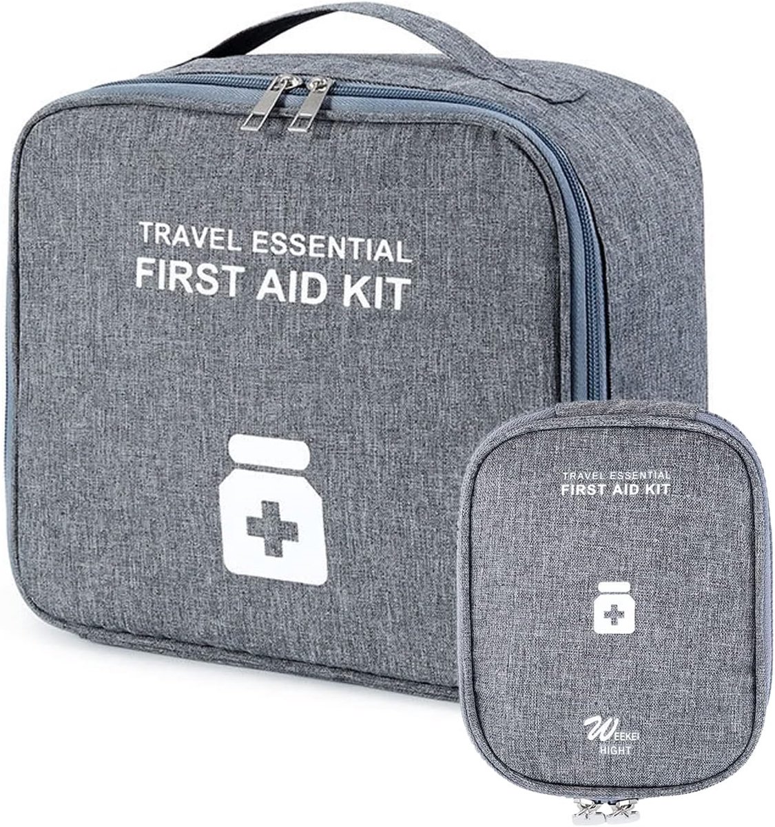 2 stuks EHBO-set, medicijnpakket, sportmedicijntas, draagbare medicijntas, lege medicijnset, grote capaciteit, waterdicht, medicijnset, voor kantoor, thuis, reizen (grijs)