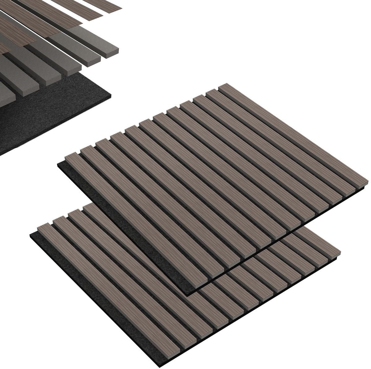 2 stuks Geluidisolatie - akoestisch wandpaneel - 60x60 cm Akoestische panelen - Geluiddemper - Studio Foam - Teak
