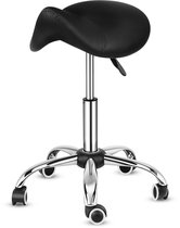 Bayt Zadelkruk - Zadelstoel - Kapperskruk - Zadelkruk op wielen - Tabouret - In hoogte verstelbaar - Zwart