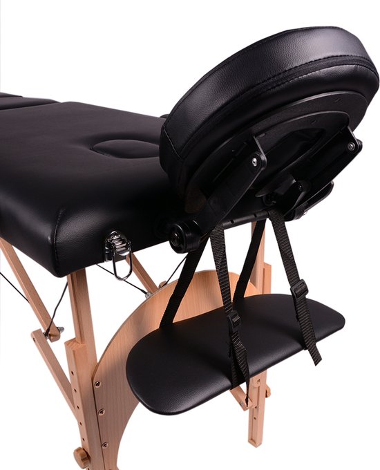 Alora Massagetafel Zen Budget + Zadelkruk zwart/chrome - incl. opbergtas - Max. Draagvermogen 250 KG - 8 Hoogtestanden - Houten Onderstel - Tabouret – Zwart/Chrome - kruk – kapperskruk - massage bed