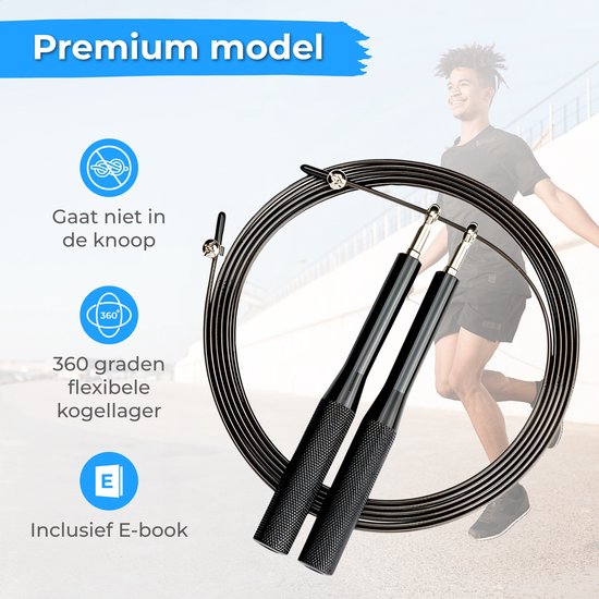 Nuvance - Aluminium Sport Springtouw - voor Volwassenen en Kinderen - inclusief E-Book - Verstelbaar - Verzwaard - Speedrope