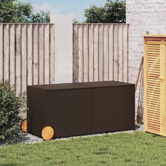 VidaXL Tuinbox met wielen 283 L poly rattan zwart - Grote Kadoshop VidaXL Tuinbox met wielen 283 L poly rattan zwart - Grote Kadoshop