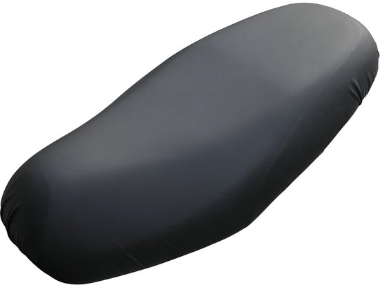 Zwarte zadelhoes voor een scooter of motorfiets.