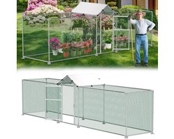 Aufun Kippenren - Kippenhok metaal - Kippenverblijf 5x1x1.5m - met vrije loopruimte en slot- voor kippen, vogels & kleine dieren