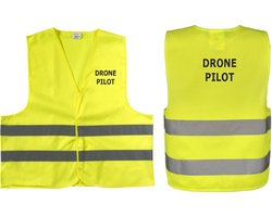 EIZOOK Veiligheidshesje-veiligheidsvest-DRONE PILOT - BEDRUKT voor en achterzijde Geel