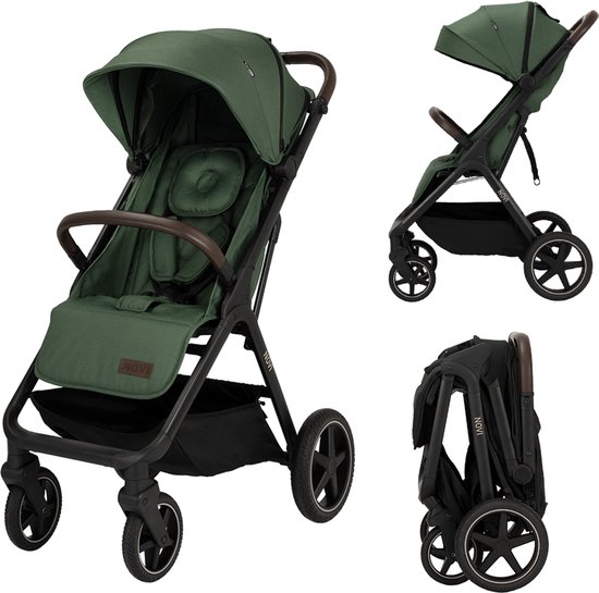 Foto: Novi baby xavi xl premium solid groen buggy geschikt van 0 22 kg hoge duwstang