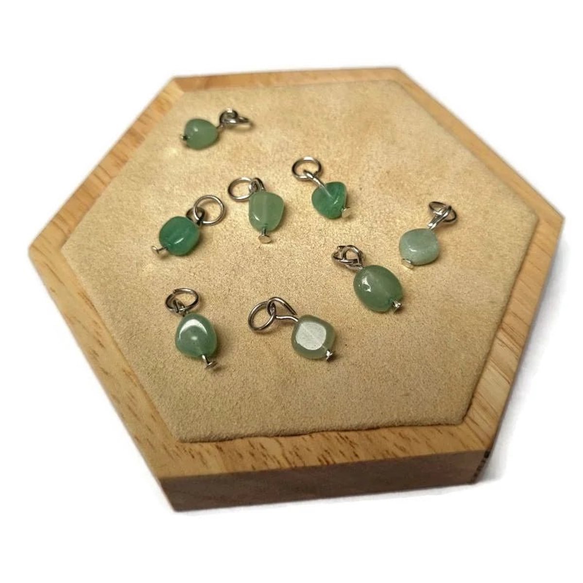 Aramat Jewels | Bedels | Groene Jade Bedeltje natuursteen | Zilverkleur | |8mm | Staal | Volwassenen | Verkleurd niet