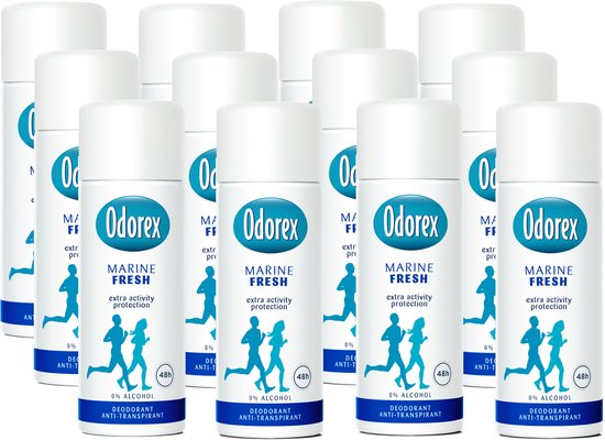Odorex Marine Fresh Reisverpakking Anti-Transpirant Deodorant spray - 12x 50ml - Voordeelverpakking