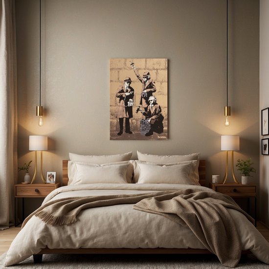Banksy Graffiti - Canvas Schilderij 32x45 cm - Schilderijen Woonkamer