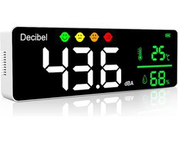 Geschikt voor Geluidsniveaumeter 30~130dB 11" LCD Professionele geluidsmeter Decibelmeter Decibel/temperatuur/vochtigheid met alarm en USB-kabel voor thuiskantoor schoolbar fabriek
