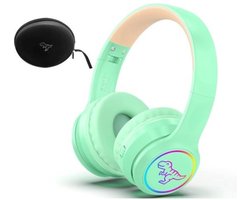 StayPowered Kinder Bluetooth Hoofdtelefoon - Perfect voor School & Reis - Veilig Volumeniveau - Heldere Geluidskwaliteit - met LED - Draadloos & Bekabeld - Versterkt Materiaal - Lange Batterijduur - Groen - Levering Sneller dan Aangegeven!