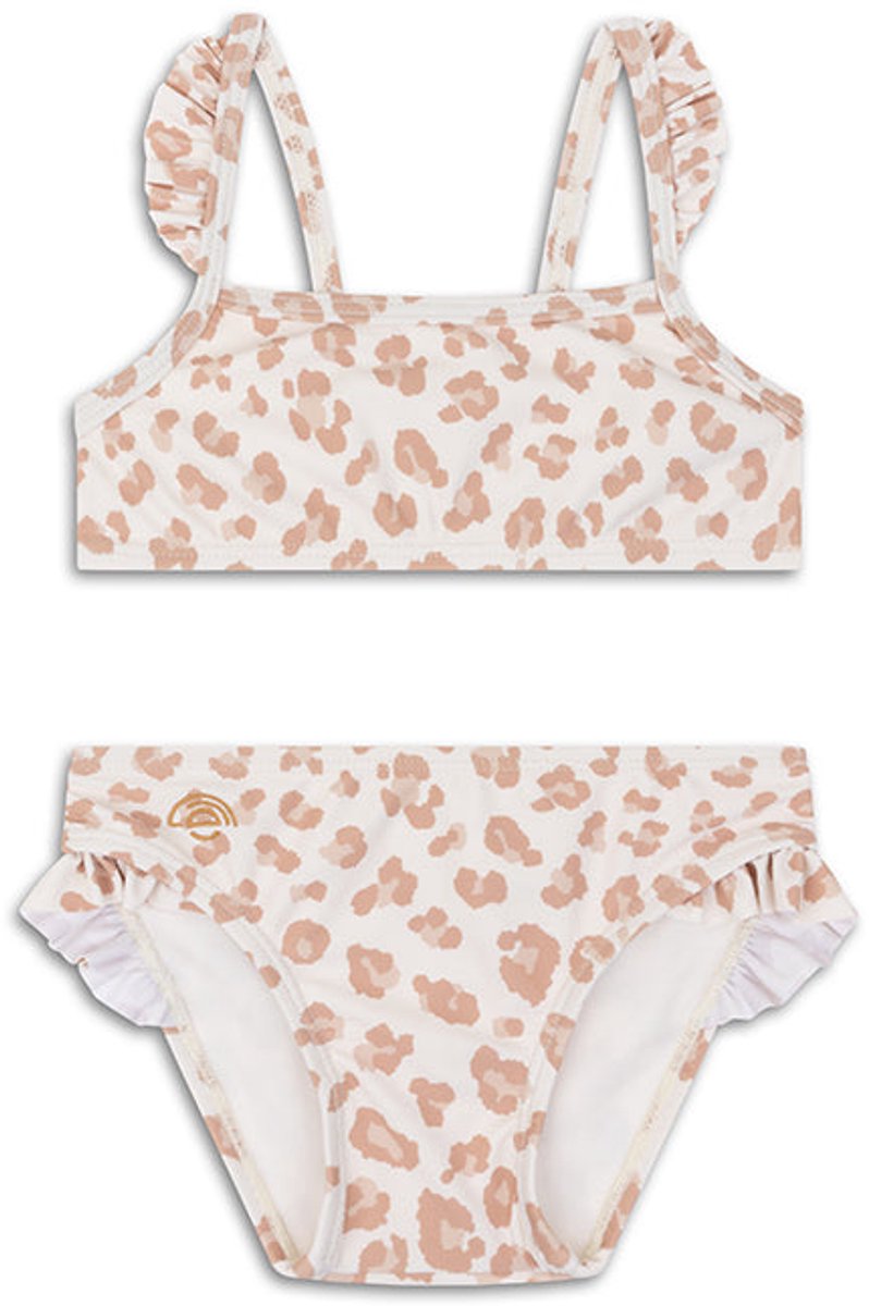 Swim Essentials | Beige Panterprint Meisjes UV Bikini - Maat 146/152