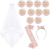 iLoveCos Bride to be wit bruiloft bruid sluier met kam en zonnebril bruidsbril hen party accessoires 2 stuks
