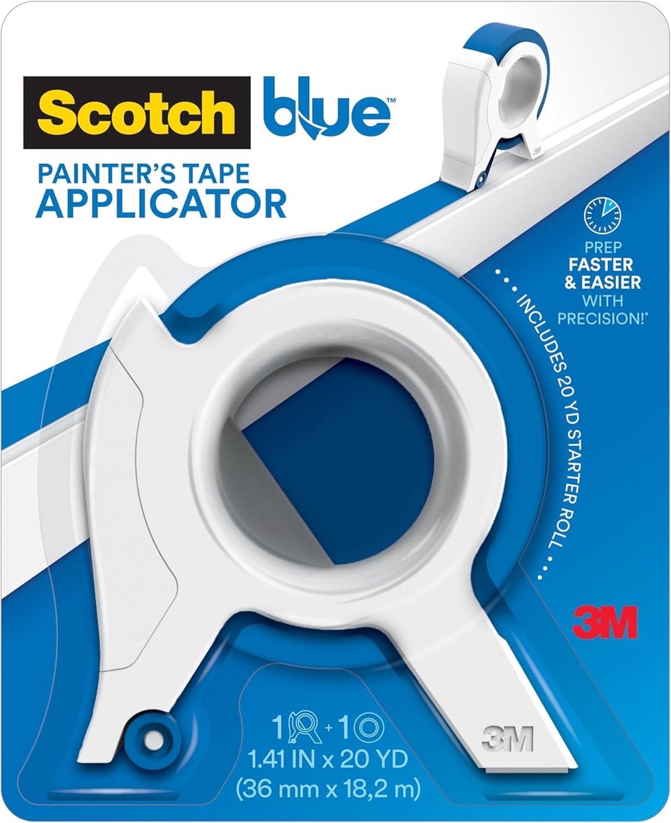ScotchBlue TA3-SB schildertape applicator - blauw - met 1 starterrol - 3 -6 cm x 20 m