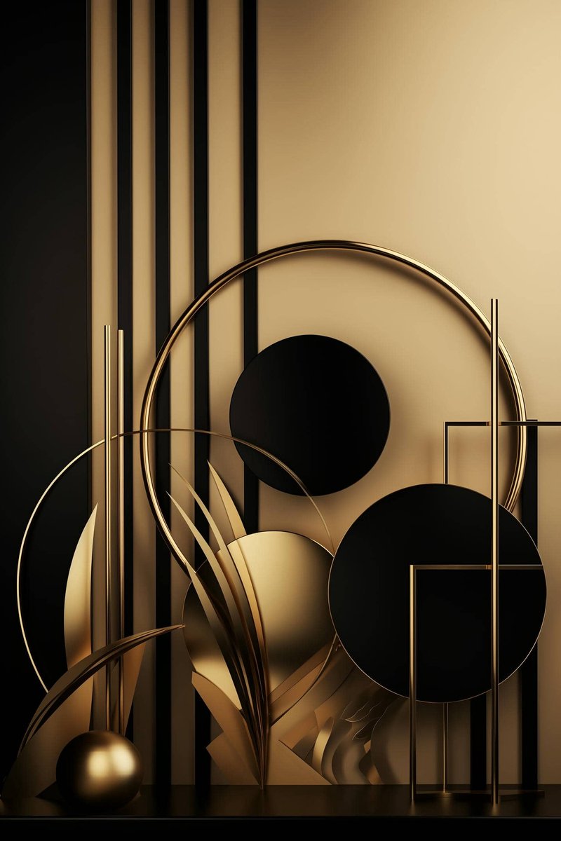 Cirkels Poster - Abstract - Goud - Zwart - Modern - Geometrisch - Minimalistisch - posters