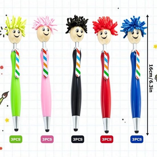 Grappige balpen: microvezel schermreiniger pennen met dweiltopper - 15 stuks, gepersonaliseerd, 3-in-1 stylus — afbeelding 2