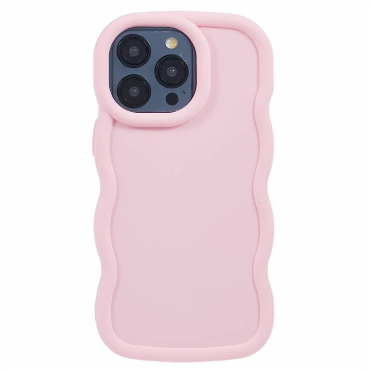 Hoesje geschikt voor Apple iPhone 15 Pro - Phonesta Wavy Silicone Back Cover - Roze