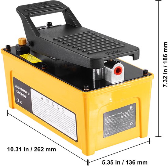 10,000 Psi Hydraulische Luchtpomp, 0,42 Gallon Reservoir, Aluminium Behuizing, Luchtbediende Voetpomp met Pedaal, Npt 3/8 Inch Olie-Uitlaat, voor Autoreparaties En Hydraulische Persen — afbeelding 3