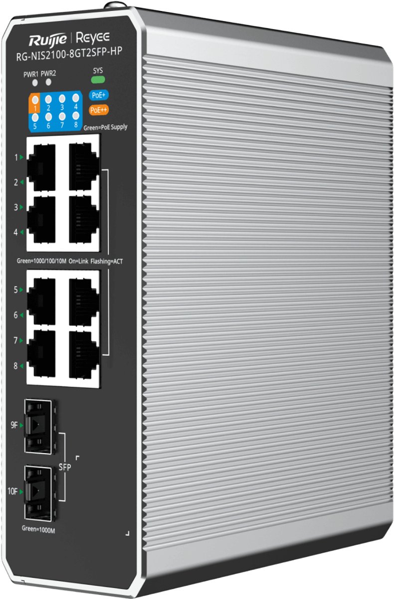 Ruijie Networks RG-NIS2100 Netwerk Switch - Managed - L2 - PoE - 8 Poorten