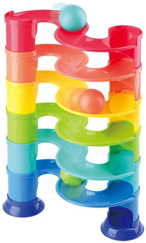 Play knikkerbaan speelgoed met grote ballen - kleurrijke knikkerbaan 11dlg.