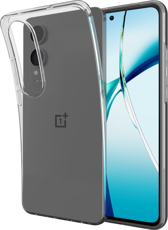 Coque en TPU transparente sur un OnePlus Nord CE4 Lite gris. La coque est flexible.