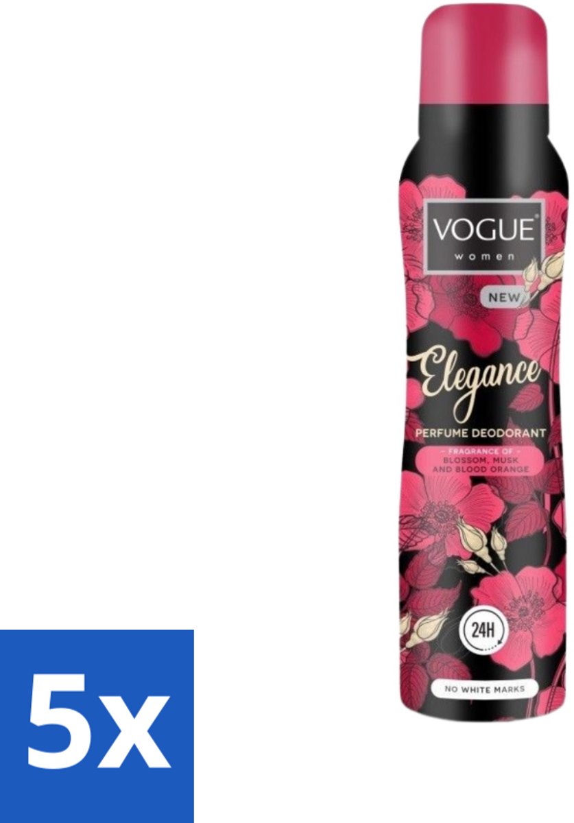 Vogue Elegance Parfum Deodorant 150 ml - Bulkverpakking - 5 stuks