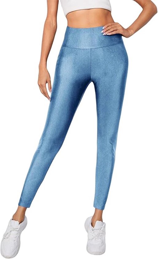 Hoge Taille Legging Blauw - Sportlegging - Fitness - Yoga - Stretch van Merkloos — afbeelding 3